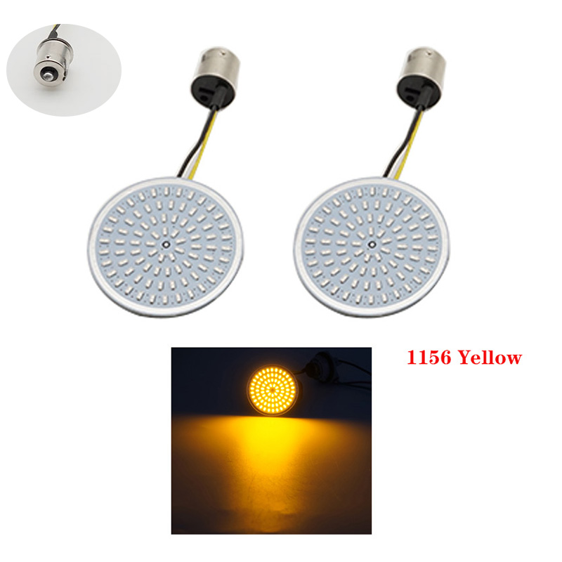 1 Paar Motorcycle Led Richtingaanwijzers Kit Voor Harley Road Glide Touring Sportster Met 1156 1157 Base Wit/Amber led Richtingaanwijzer: Yellow A