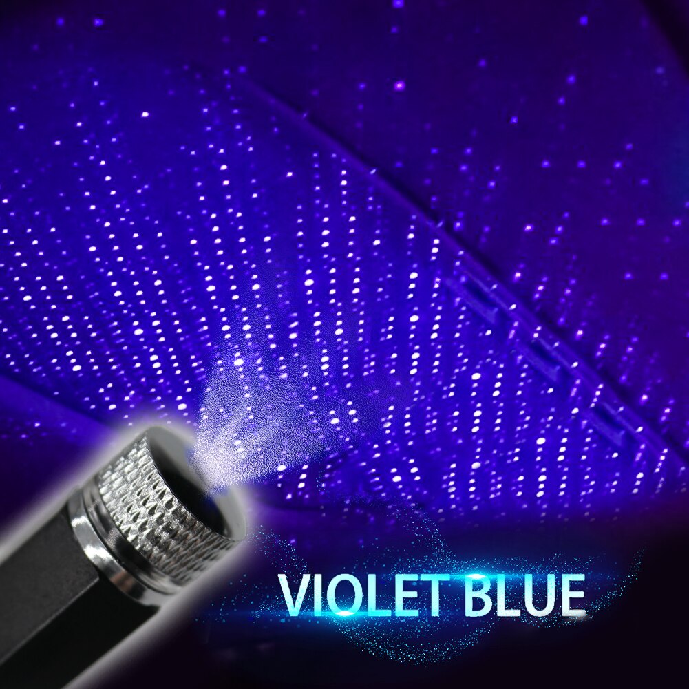 LED Projector Purple Night Light Adjustable USB Car Roof Atmosphere Star Sky Lamp Ambient Star Light