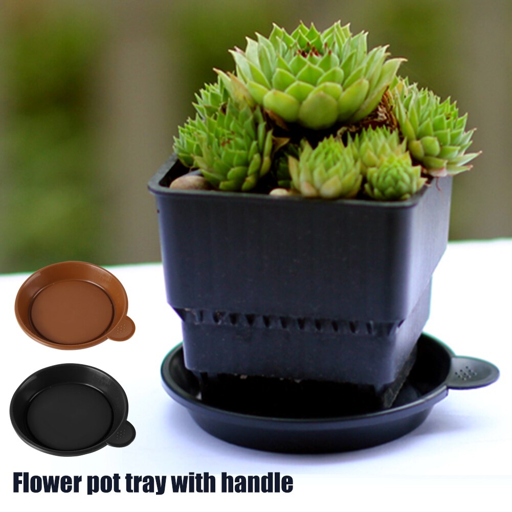 5pcs Solid Indoor Outdoor Round Flower Pot Home Garden Balcony With Handle Waterproof Durable Container Drip Tray Plant Saucer