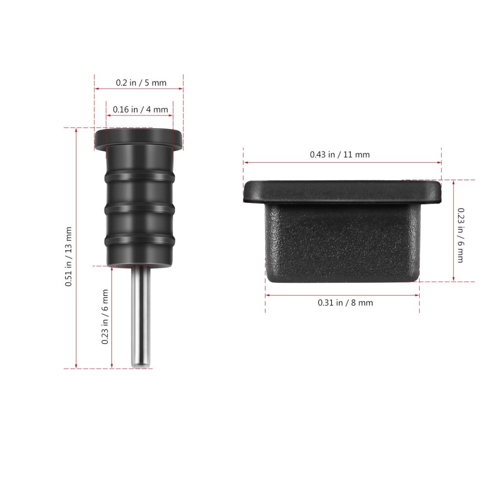 Ukcoco 10 Pairs Usb Type Anti Stofkap Siliconen Poort Plug Cover (Zwart)