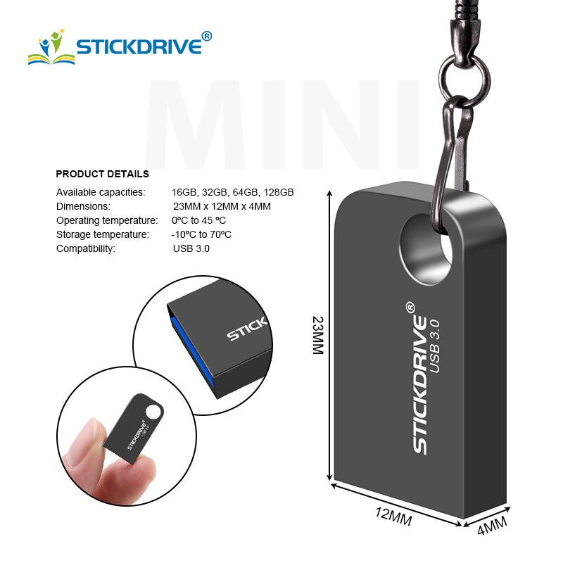 Super Mini Usb 3.0 Metalen Pen Drive 16 Gb 32 Gb 64 Gb Usb Flash Drive Flash Usb Stick disk 128 Gb Op Sleutel 2.0 Memory Stick