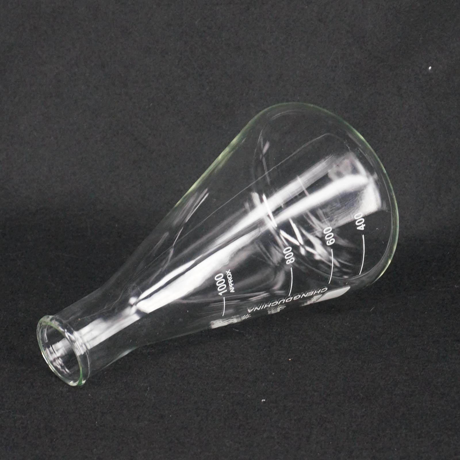 Matraz Erlenmeyer cónico de vidrio borosilicato de cuello estrecho de 1000ml para laboratorio químico