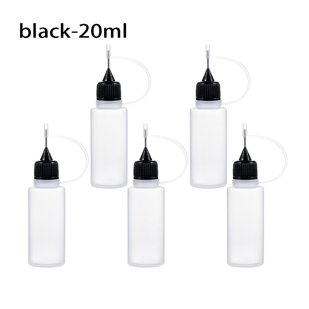 Aplicador de pegamento para manualidades, 5/10/20/30/50/100ML, botella de reutilización para papel Quilling, herramienta para manualidades de papel de álbum de recortes, 5 uds.: 20ml-black