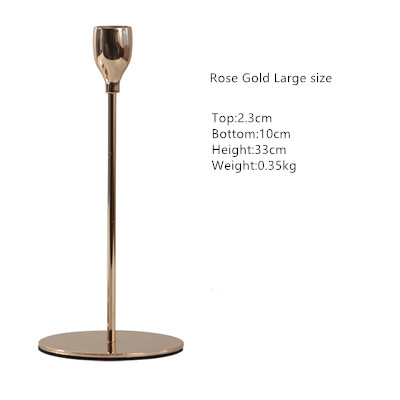 1pcs Luxury Gold Metal Wedding Candle Holders Home Decoration Living Room Decor Party Table Candlestick: large rose gold