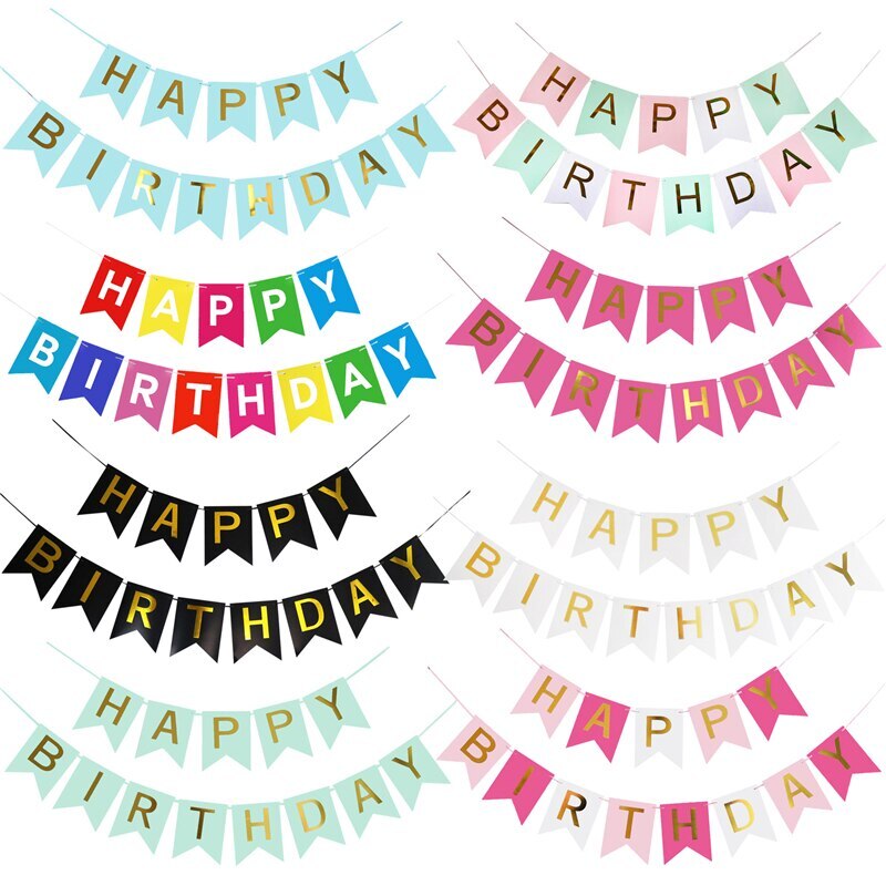 Paper Bunting Garland Banners Flags Happy Birthday Banner For Kids Birthday Party Baby Shower Party Decoration Bnaner