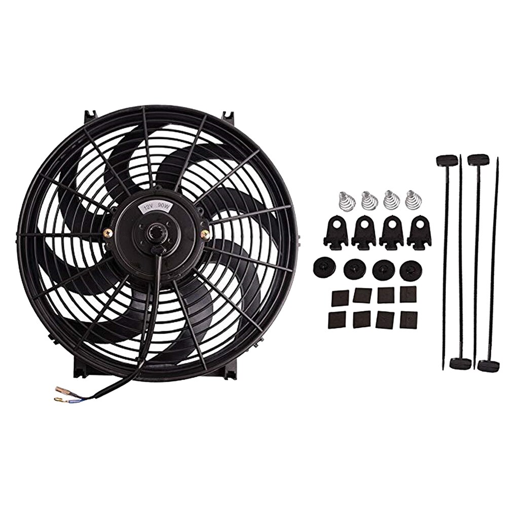 14 Inch 2250CFM Slim Line Universal Electric 12v Radiator Cooling Fan -Black