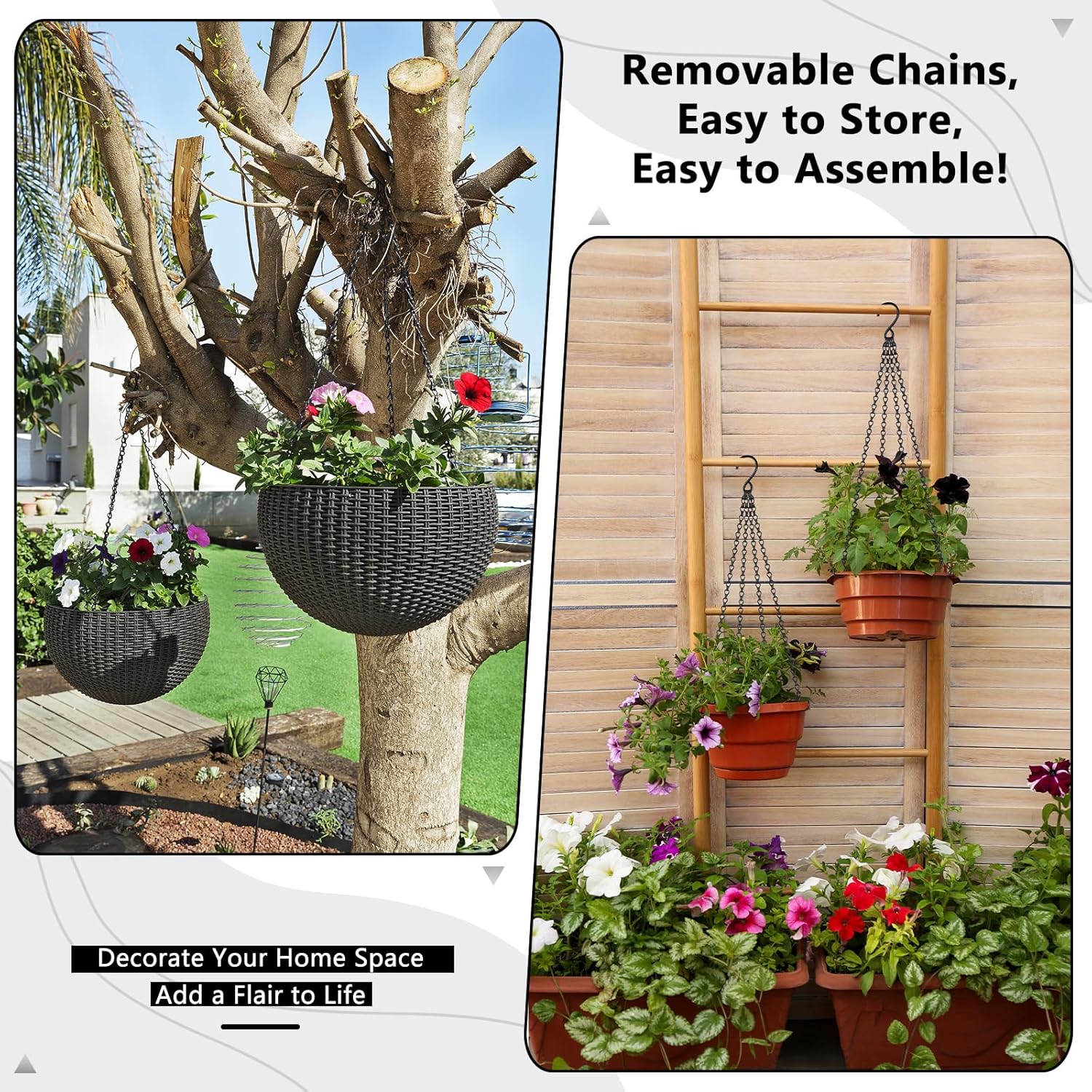 40 Cm Imitatie Rotan Opknoping Mand Bloempot Keten Met 3 Haken Wastafel Hydrocultuur Planten Plant Grow Basin Huis tuin Decor