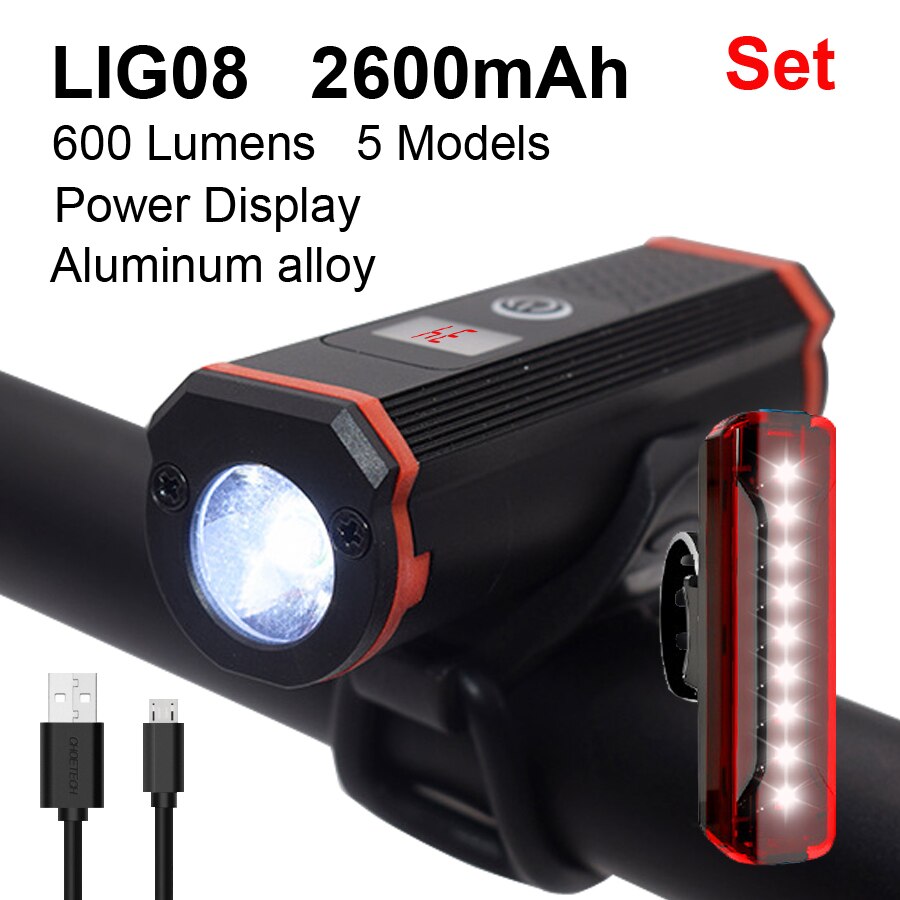 Newboler 2400 Lumen Fiets Licht Led Koplamp Fiets Lamp Usb Oplaadbare 5200Mah Mtb Fiets Licht Zaklamp Fiets Accessoires: LIG008 Sets