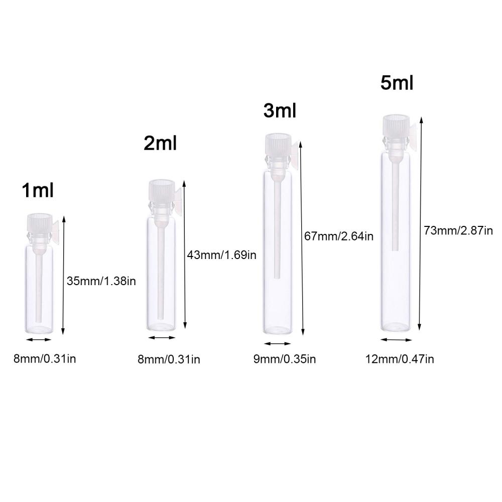 1ml/2ml/3ml/5ml Empty Mini Glass Perfume Small Sample Vials Perfume Bottle Laboratory Liquid Fragrance Test Tube Trial Bottle