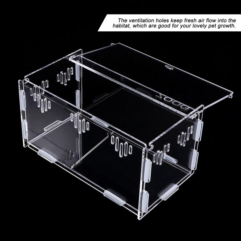 Transparent Acrylic Aquarium Breeding Tank Reptiles Feeding Box Small Pet Turtle Spider Tank Terrariums