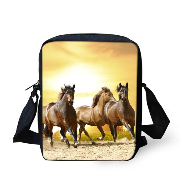 TWOHEARTSGIRL 3d Cool Paard Afdrukken Jongens Messenger Bag Student Crossbody Tas Kleine Kids Animal Strandtas Opslag Handtassen: Z915E