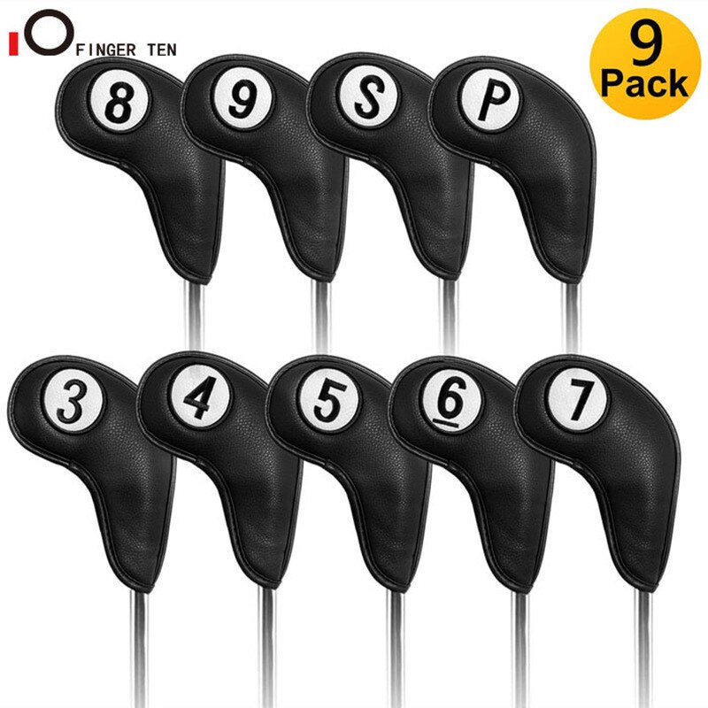 Capa de cabeça de golfe com fechamento magnético, conjunto de ferro com 11 ou 9 peças, ambos os lados, para mão direita e esquerda golfer: 9 Pcs-Black