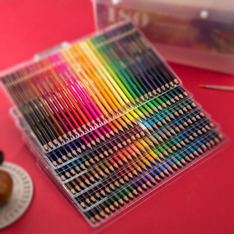 Kit de lápis de aquarela profissional para desenhos, lápis de cor 48/72/120/150/180, para pintura e desenho de crianças, material de arte