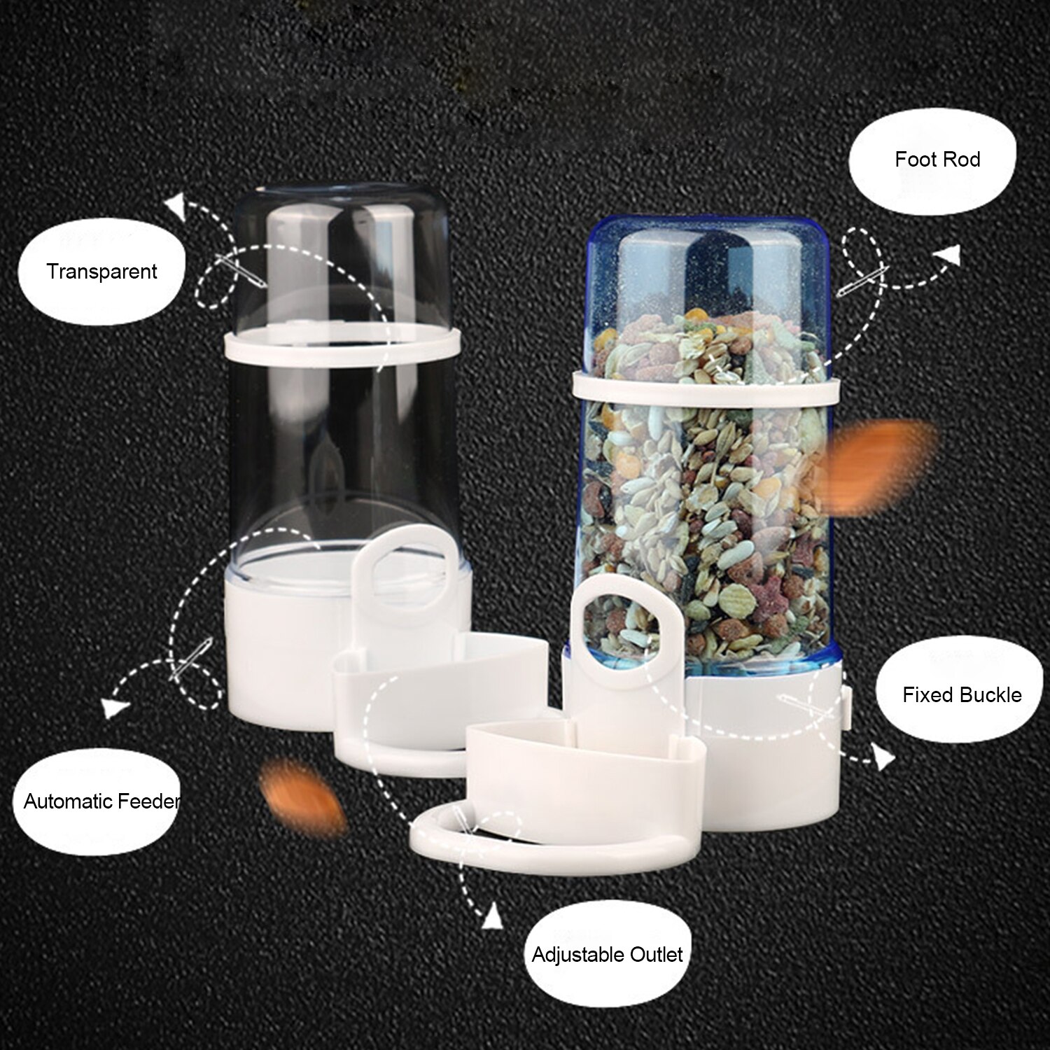 Automatic Bird Feeder Dry Food Dispenser Bird Seed Food Water Feeding Feeder Bowl Dispenser for Parrot Bird Hamster Hedgehog
