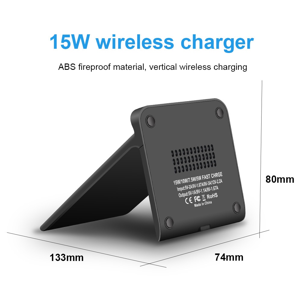 FDGAO 15W Qi Senza Fili Del Caricatore Del Basamento Del Supporto Del Supporto Del Telefono di Ricarica Veloce per il iPhone 11 XR X XS 8 Samsung S20 s10 S9 Tipo C Caricatore Rapido