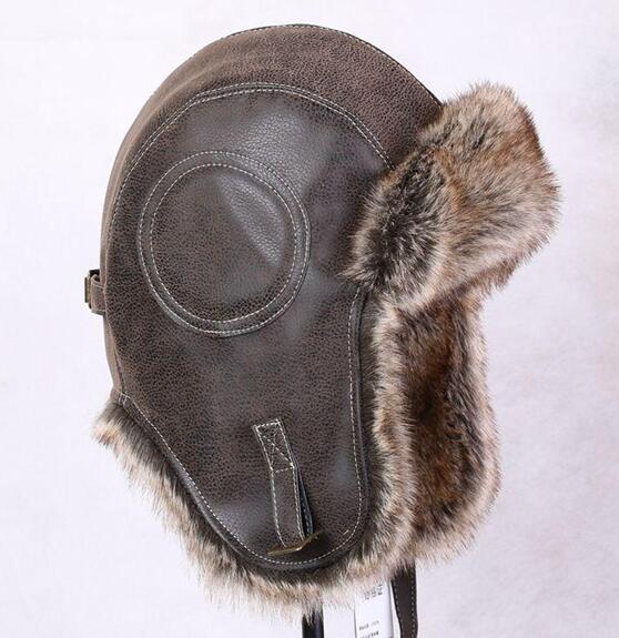 Seizoen Korting Pu Lederen Faux Fur Aviator Russische Ushanka Hoed Voor Ernstige Expedities Winddicht Warm Fit Mannen Vrouwen 56- 61 Cm: green / 60CM