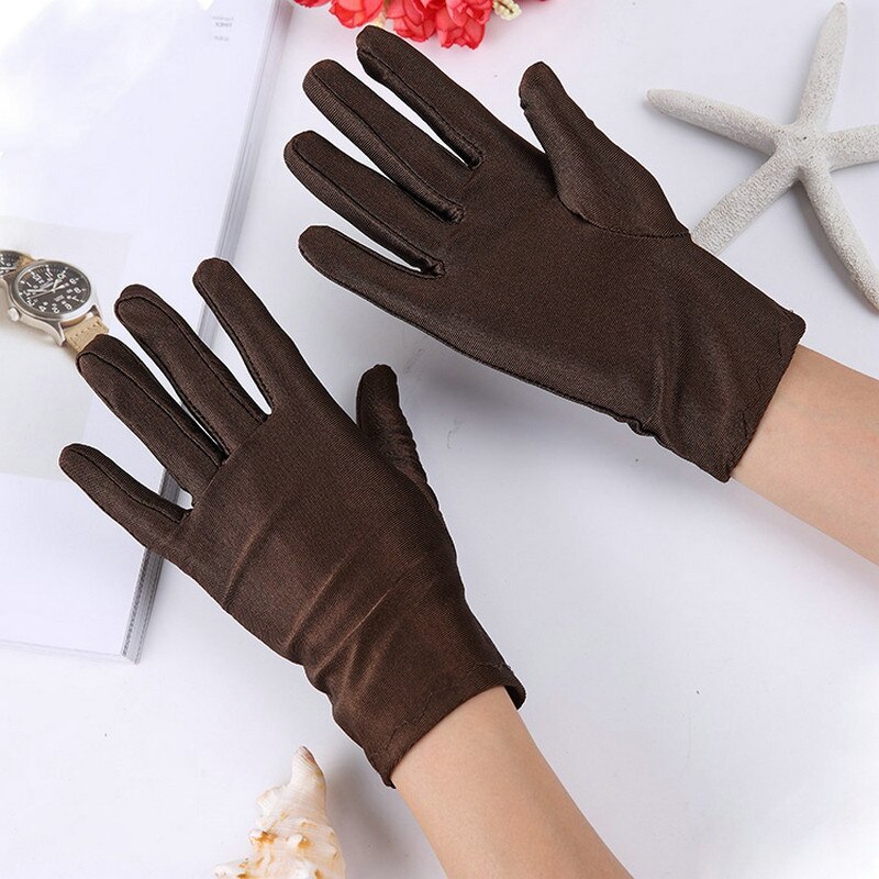 Pas cher hommes solide blanc Performance gants court Waitor gants blanc noir rouge gris Beige hommes manière gants de cérémonie pour homme: Coffee
