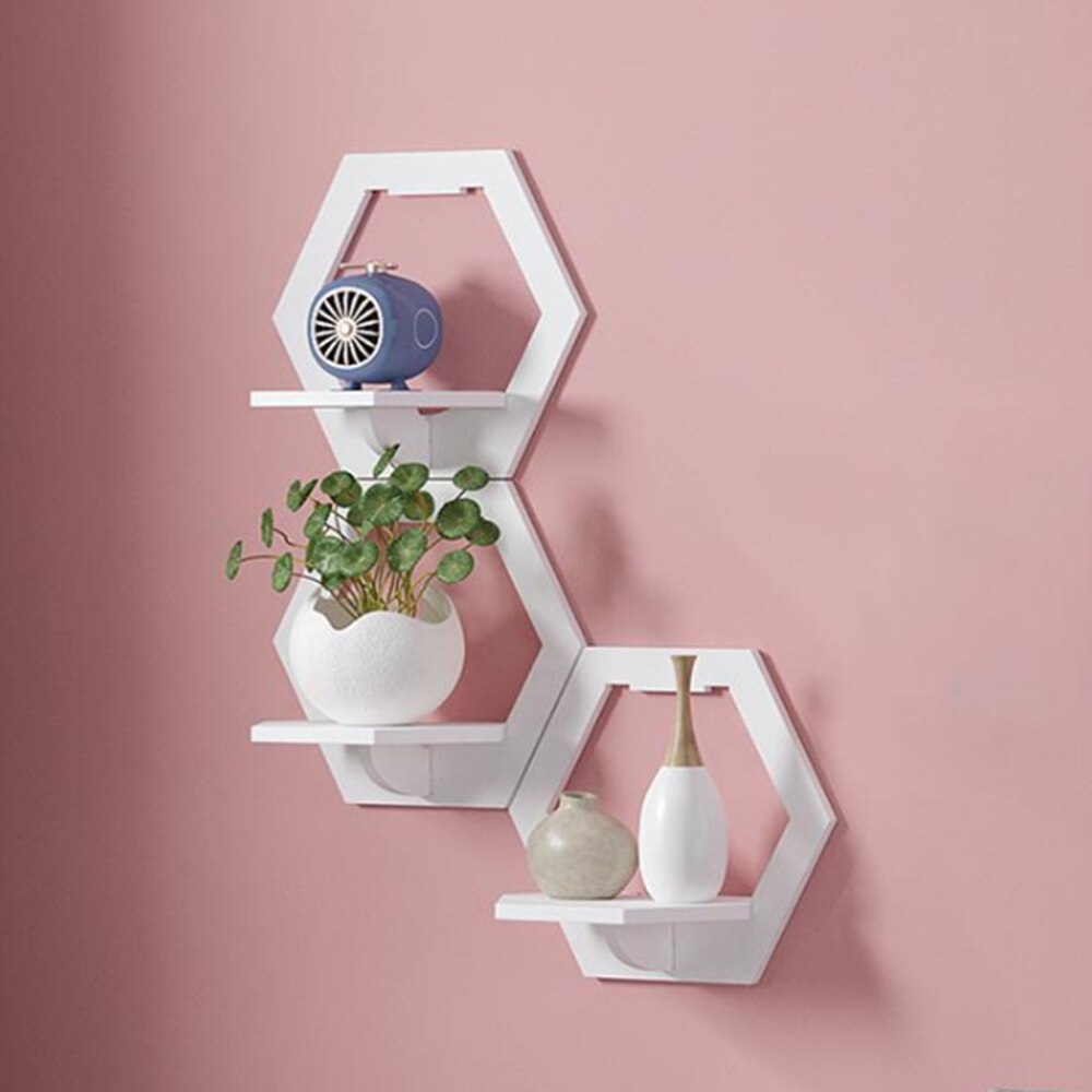Free Punching Wall-Mounted Wall Shelf Hanger Bedroom Balcony Bedside Shelf Round Square Flower Pot Stand Decoration