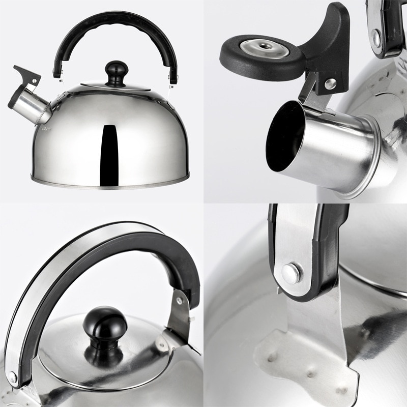 Thick Stainless Steel Induction Cooker Special Flat Bottom Sounding Kettle Hemisphere Type Whistling Kettle Camping Tea Kettle