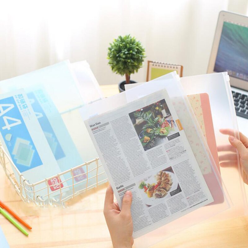 10pcs/lot File Folder A5/A4 PVC zipper bag waterproof document classified storage stationery file holder Office School