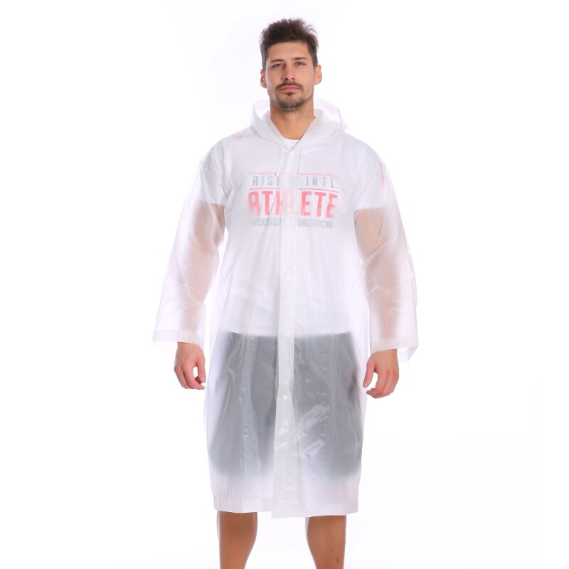 Unisex vandtæt jakke klar regnfrakke regnfrakke hætteklædte poncho regntøj mænd: Hvid