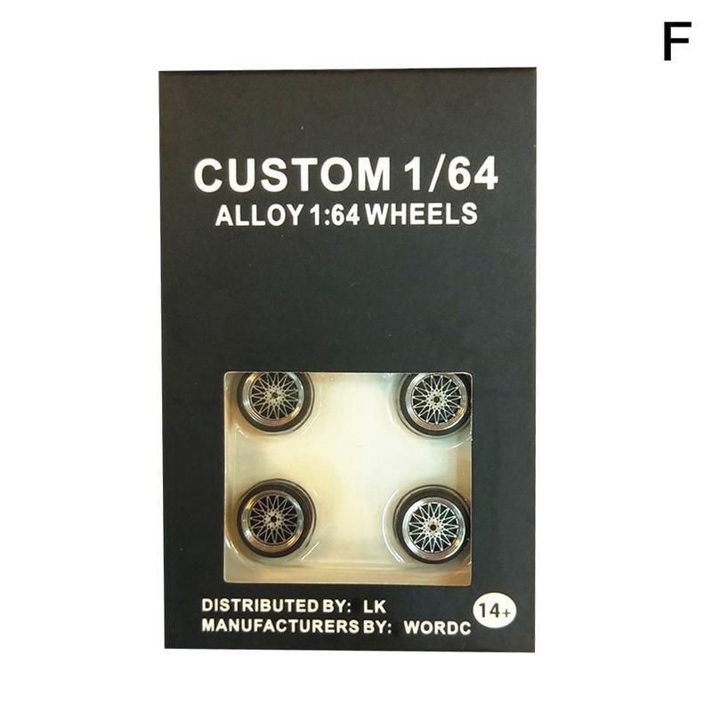 1/64 Schaal Legering Wielen Model Universele Modificatie Band Diecasts Alloy Wheel Tire Rubber Banden Speelgoed Accessoires Wielen: F