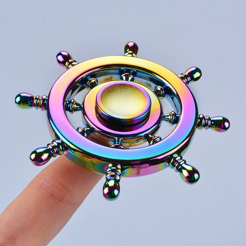 Estartek Bunte Reine Kupfer Metall Rudder Hand Spinner Fingertip Gyroskop Zappeln Spinner EDC Dekompression Spielzeug für: Black