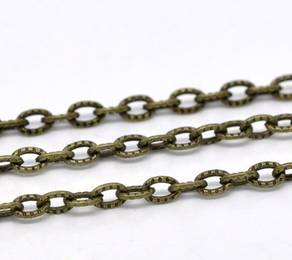 DoreenBeads 10M Bronze Tone Textured Link-Opened Chain 4.5x3mm (B13521), yiwu