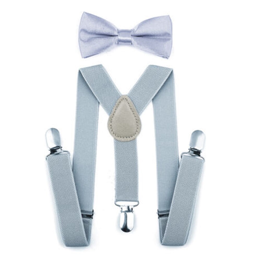 Kids Suspenders with Bowtie Ties Accessories Children Bow Tie Set Boys Braces Girls Adjustable Suspenders Baby Wedding: Light gray
