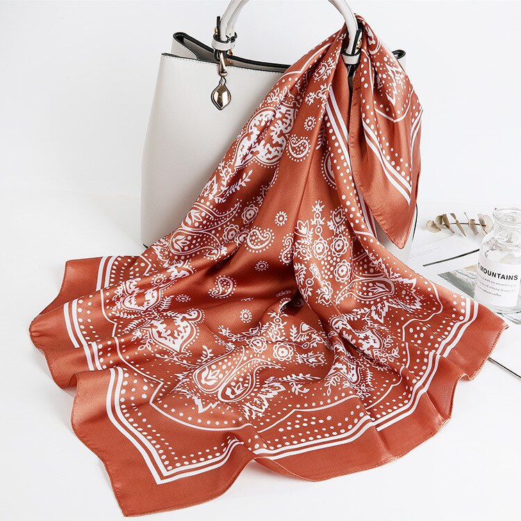 Hovedtørklæde damemærke luksus plaid print tørklæde hals silketørklæder 70cm firkantede sjaler og wrpas hår tørklæder bandana: B080-9