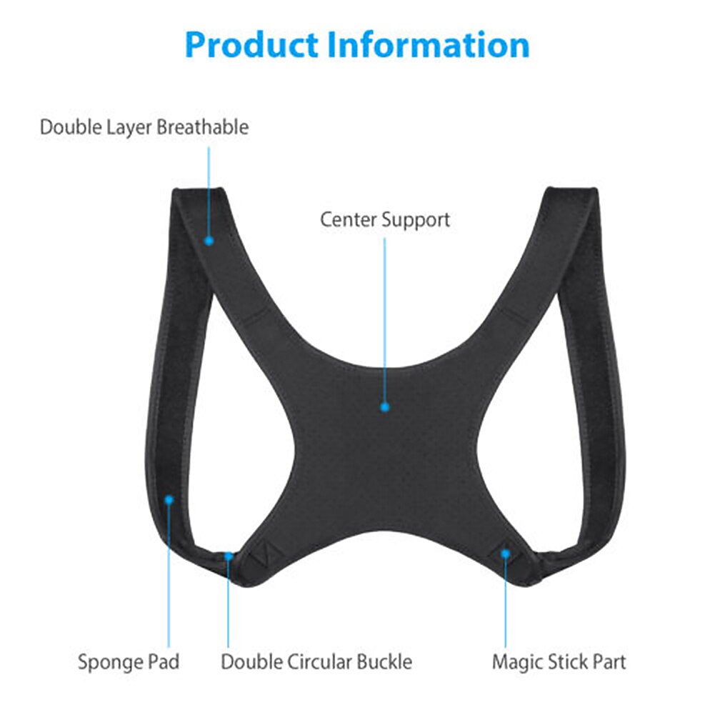 Unisex Adjustable Posture Corrector Shoulder Back Humpback Spine Support Belt