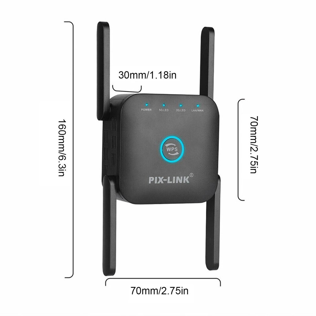WiFi Range Extender Signal Booster 1200Mbps Amplifier Internet Wireless Repeater Wireless Range Extender Amplifier