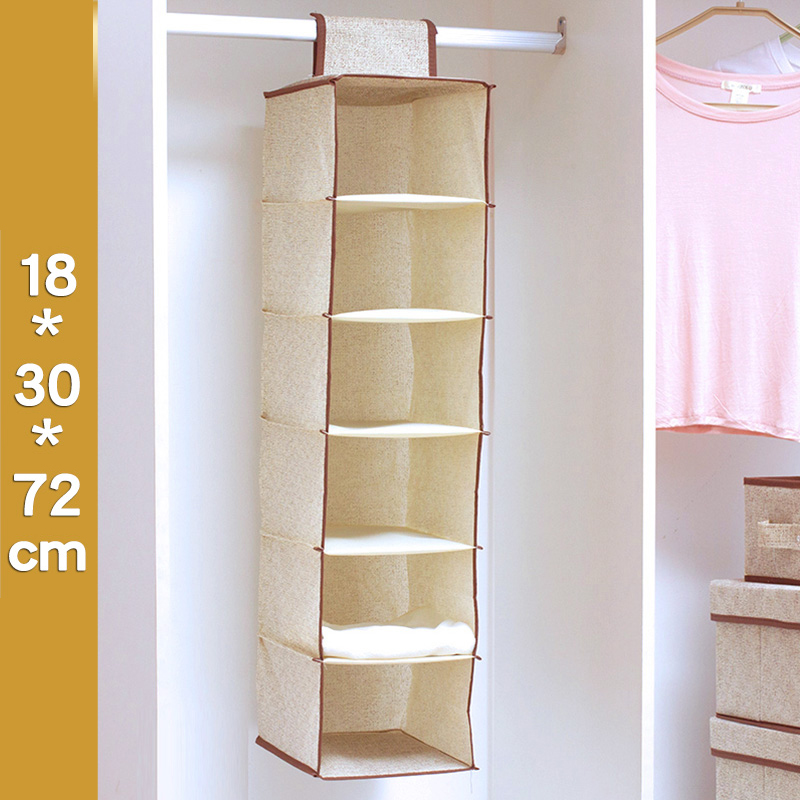 Wardrobe Hanging Organizer Storage Drawer for Clothes Cotton Linen Sundries Box Baskets Underwear Organizador De Bolsos De Mujer: 6 layers rectangle