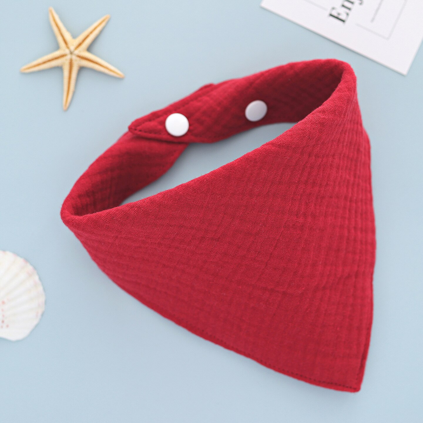 4 Layers Baby Bibs Cotton Gauze Girls Boys Feeding Towel Newborn Toddler Triangle Scarf Bandana Solid Color Absorbent Cloths: Red