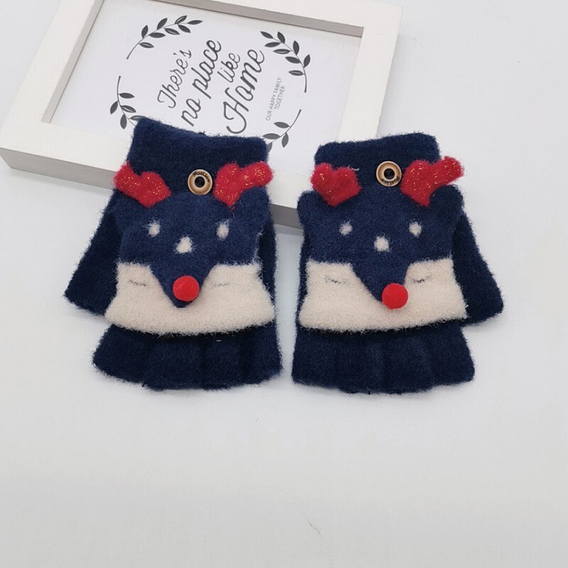 Enfants hiver belle bande dessinée polyvalent coton demi-doigt gants mitaines 3-7T: NL