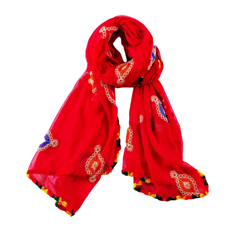 Écharpe de danse indienne pour femme, châle brodé, doux, rouge, Styles ethniques, dupatas, beau, confortable, printemps été