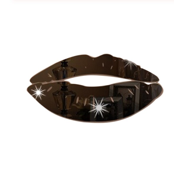 Decorative 3D DIY Mirror Sticker Removable Self-Adhesive Lips Mirror Wall Stickers Decal Art PVC Home Room Decoration: black