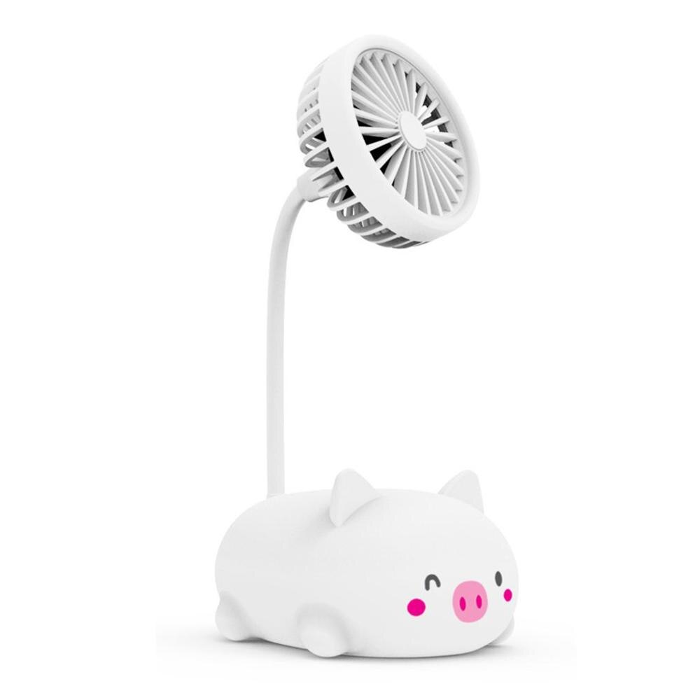 Mini blæser sød bærbar usb blæser gadget genopladelig praktisk luftkøling gadgets til udendørs hjem til powerbank til pc til bærbar: Piggy hvid