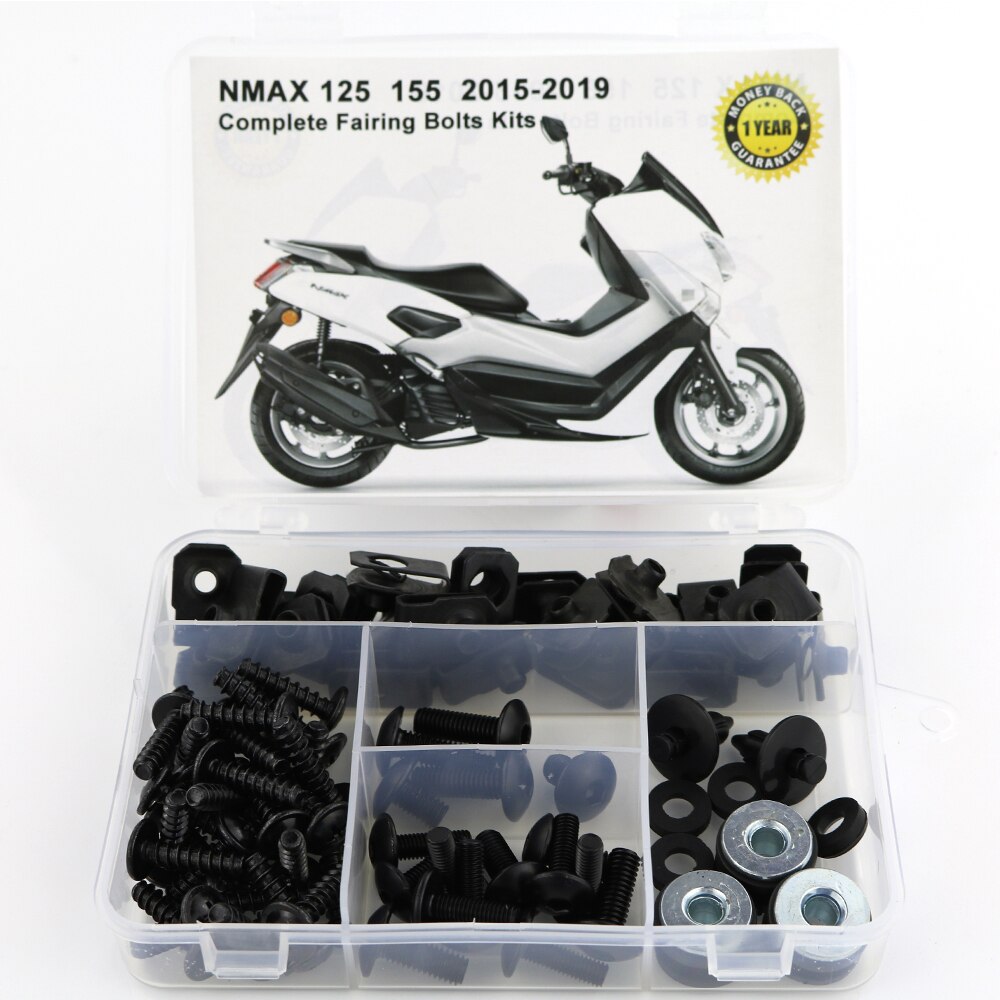 Kit completo de pernos de carenado para motocicleta Yamaha, Kit de tuercas de velocidad de Clip de carenado, para NMAX 125, NMAX155, , , ,: Black