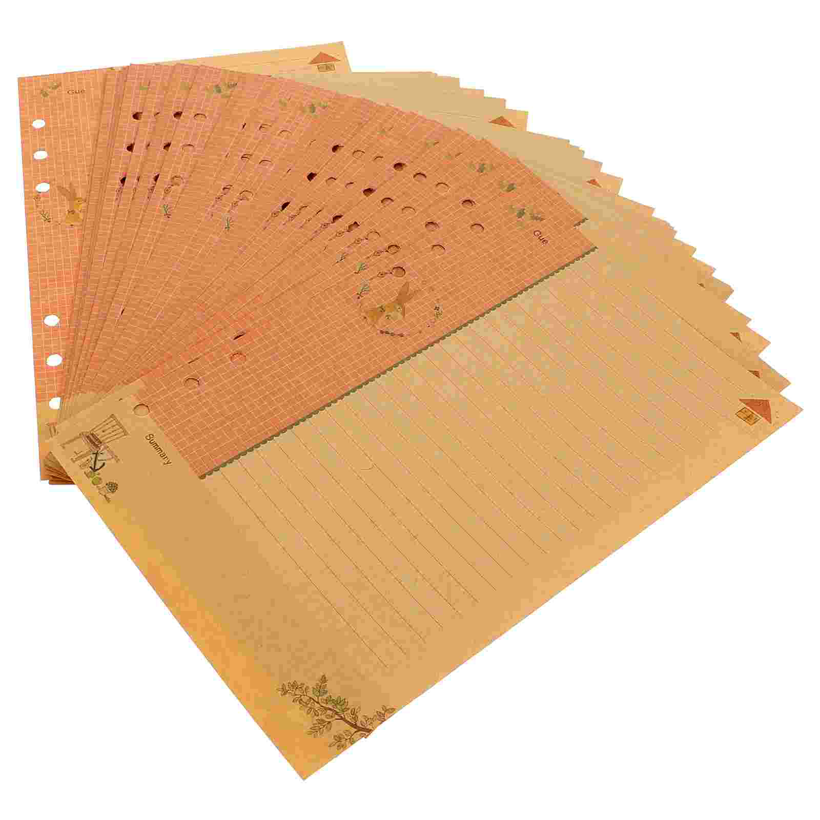 2pcs Loose-leaf Notebook Refills Six Holes Notebook Replacement Accessories: Khaki
