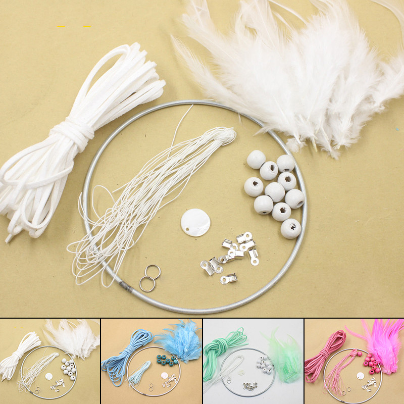 Kunst-DIY-Traumfänger-Set, Zubehör, blaue Dekoration, Wanddekoration, Heimdekoration, 4 Farben, lustig, modisch, gehäkelt, zum Aufhängen