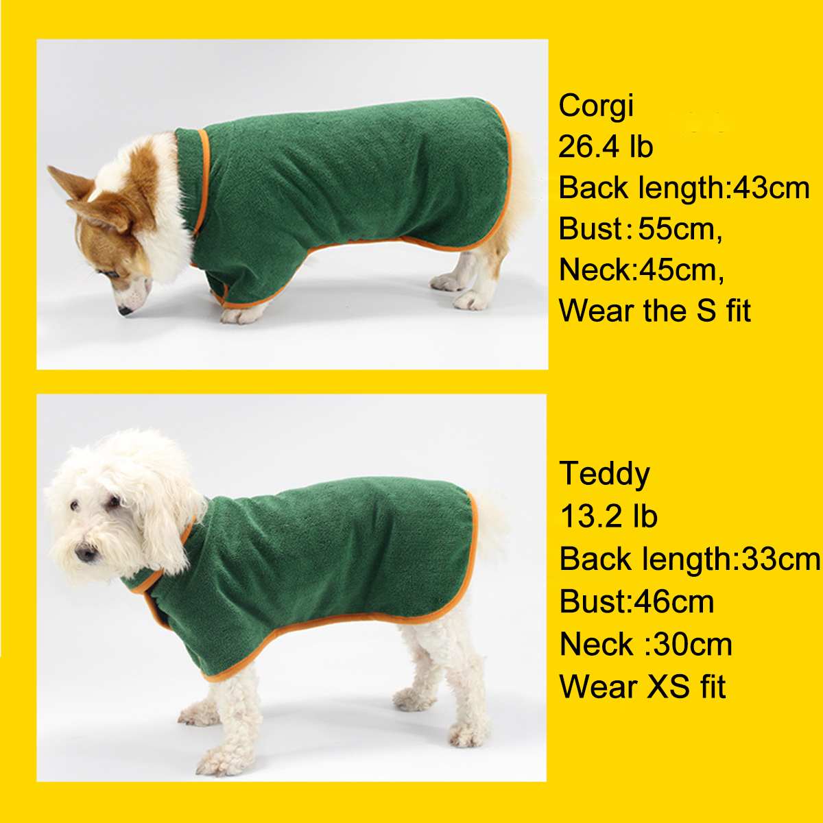 Superabsorberande husdjursbadrock husdjurshund handduk wrap midja polyester husdjursbadrock mjuktorkande tjock mikrofiber katt hundkläder