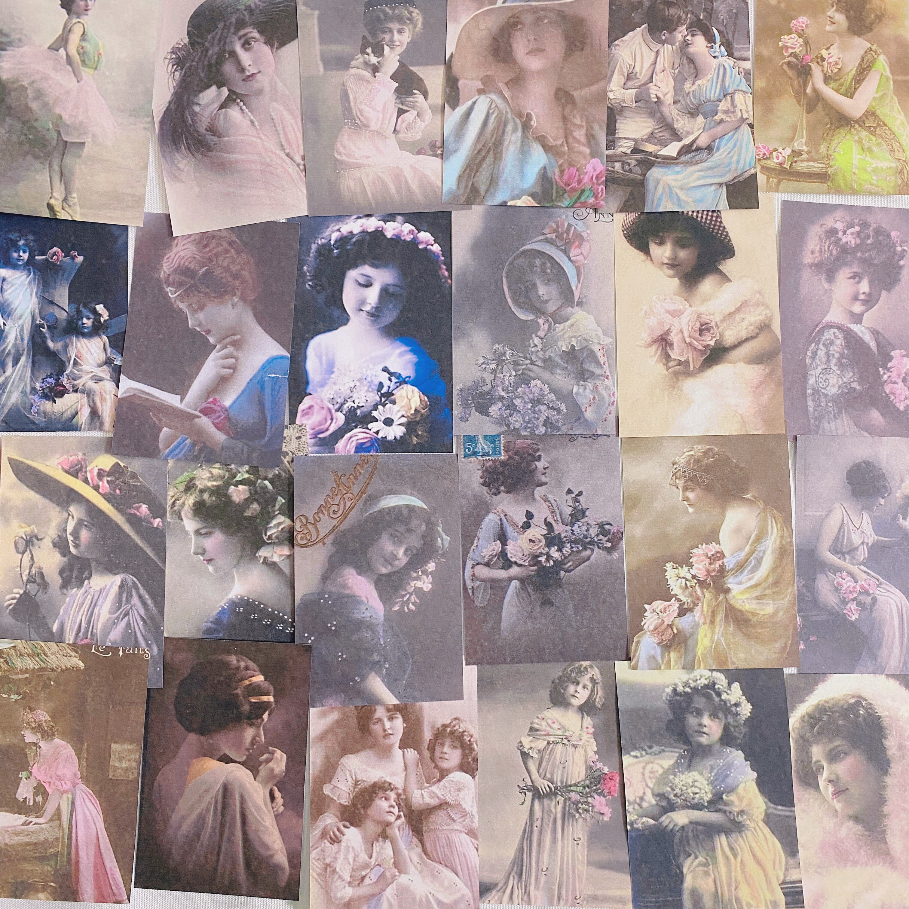 100 stk vintage sød pige gammelt fotomateriale diy scrapbog base collage tag. dagbogsdekorationsmateriale papir