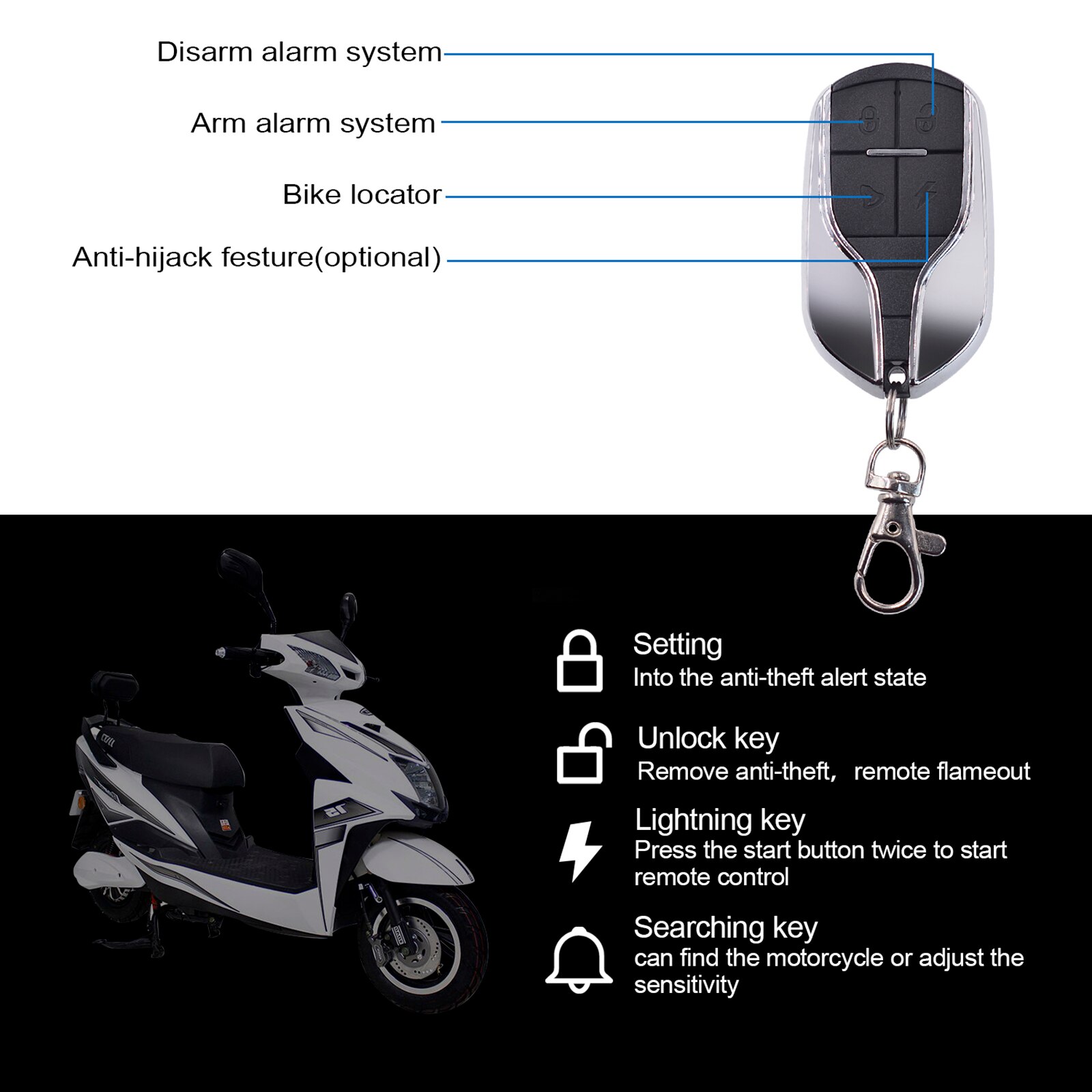 Motorrad Keyless Entry System Sicherheit Alarm Mit Fernbedienung Elektrische Universal Bike Anti-diebstahl Schutz