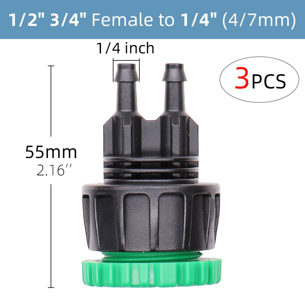 Hose Connector Adapter - 1/2" 3/4" Female Thread to 1/4" 3/8" 1/2" Barb - 2-Way 4-Ways Coupling Tap Tubing Joint