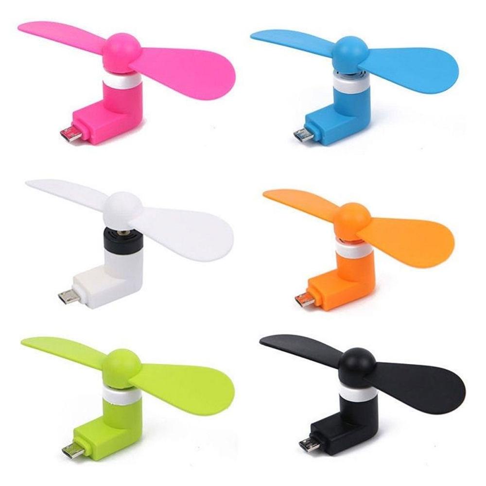 Mini ventilateur portable micro usb 2 in en 1, mini ventilateur cool pour téléphone android otg, couleurs aléatoires: Blanc