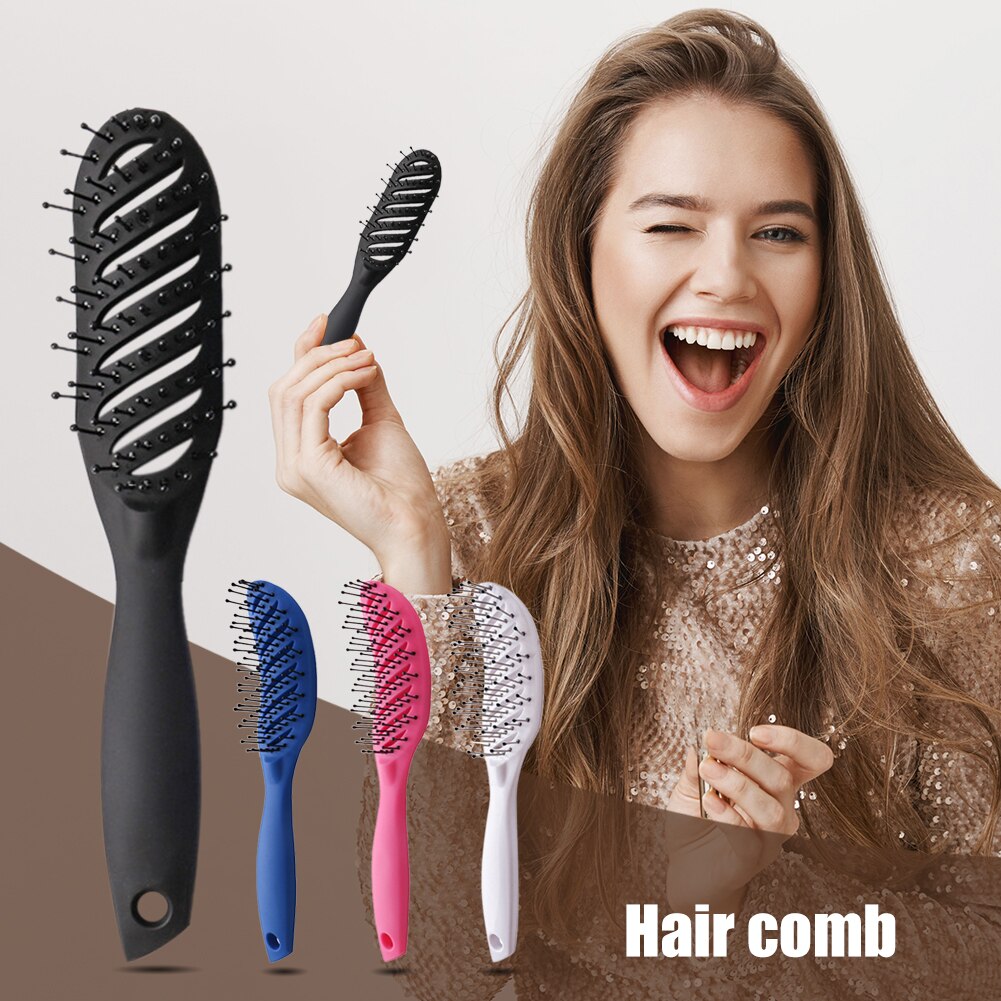 Gebogen Anti-Statische Haar Massage Kam Nat Droog Styling Borstel Voor Thuis Salon