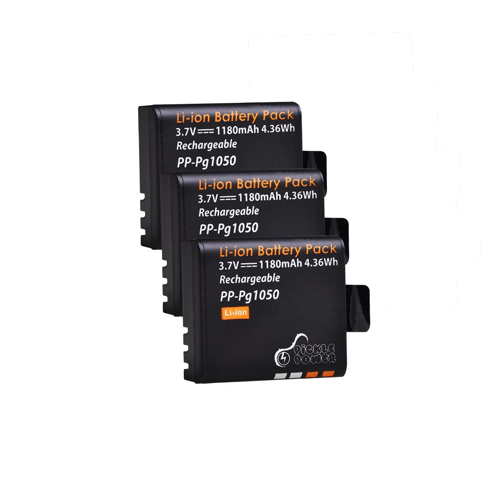 4 Uds 1180mAh PG1050 batería y cargador USB con LCD para SJCAM SJ4000 M10 SJ5000 SJ5000X para EKEN H9 H9R H8R H8 GIT PG900: 3 Battery
