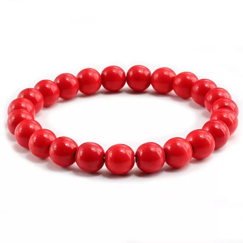 Neue verrotten Natürliche Türkisen Verkrustete Stein Charme 8mm Männer Strang Armbinde Femme Runde Perlen Buddha Armbänder Für Frauen Pulseira Schmuck: rot