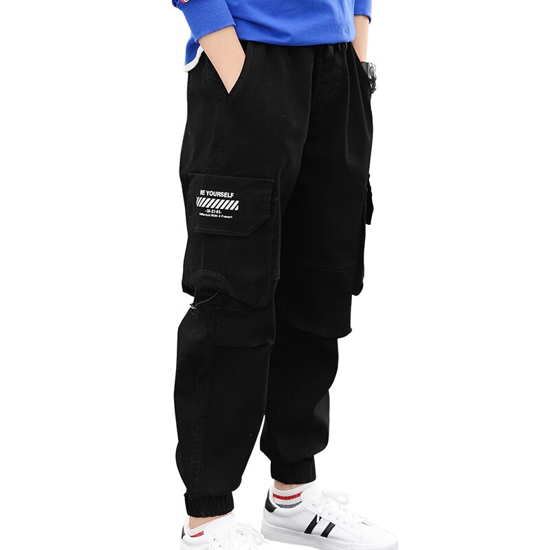 Grandi Ragazzi Dei Pantaloni di Sport Jogging Casual di Cotone Adolescente Pantaloni Della Tuta per I Bambini Del Ragazzo di Carico Del Bambino di Scuola Vestiti 8 9 10 12 anni: K2-933Black / 10